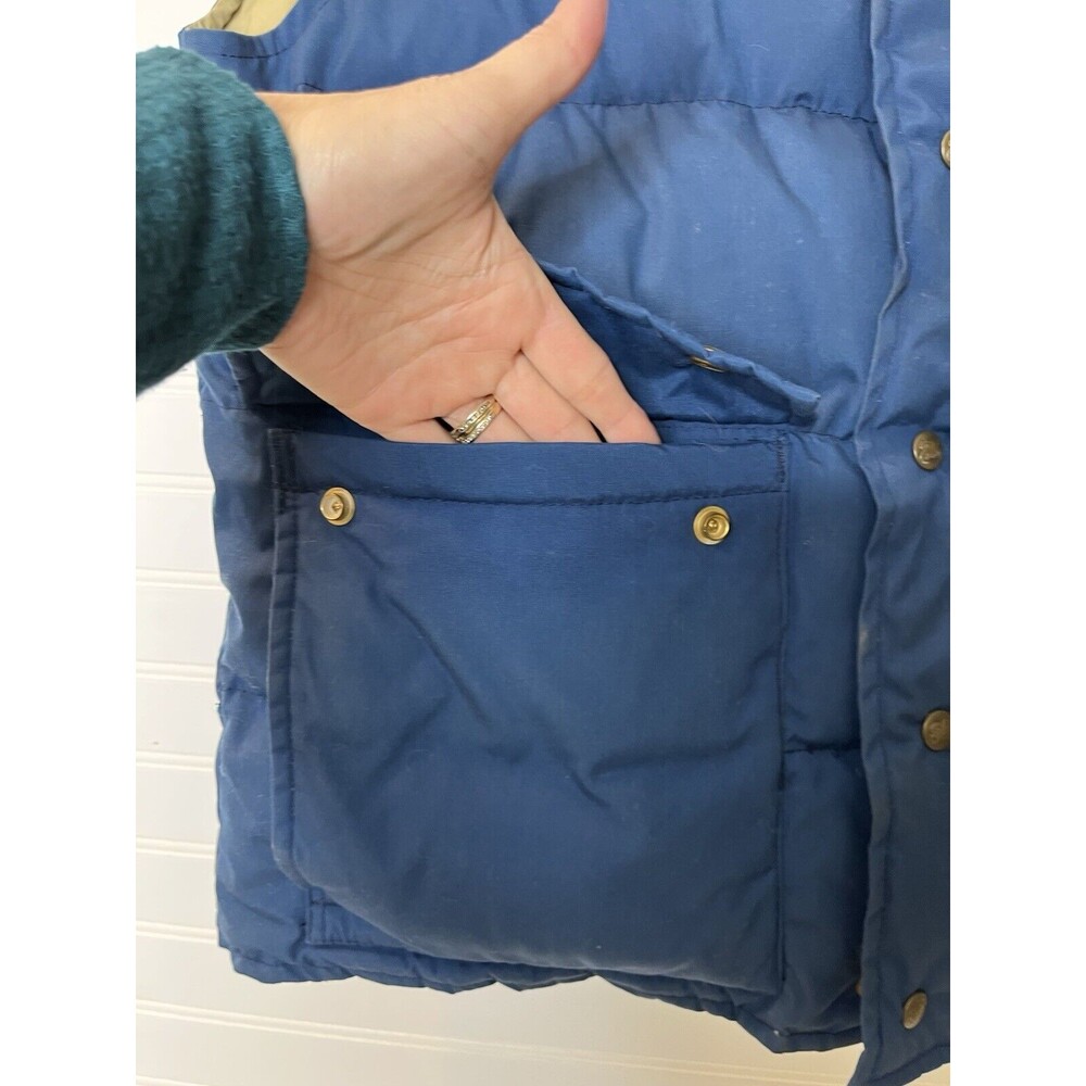 Eddie Bauer Down Puffer Vest Large Vintage 80s Outdoors Hiking Mens Blue - Picture 10 of 16
